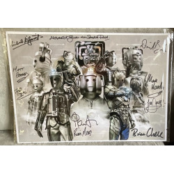 Doctor Who Cyberman A3 Art Work Poster Signed Autographed x 13