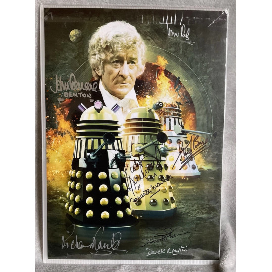 Doctor Who Daleks A3 Art Work Poster Signed Autographed x 8