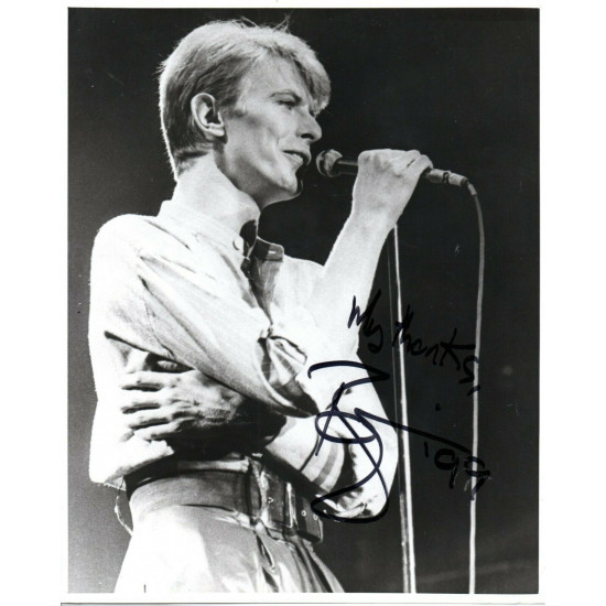 David Bowie "Music Icon" Autographed Un-Published 10x8 B/W 1999 Signed W/LOA