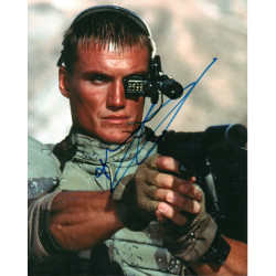 Dolph Lundgren "as Andrew Scott in Universal Soldier" Hand Signed 10x8 Col Photo