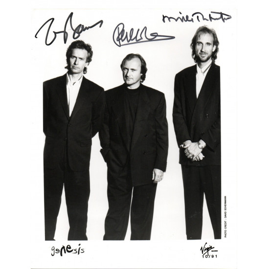 Genesis Phil Collins Etc Genuine Signed Virgin Records 10x8 B/W Promo Photo Autographed
