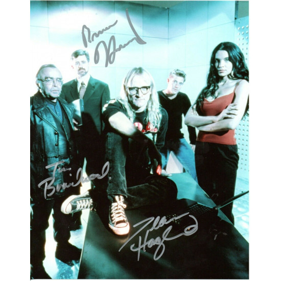 The Lone Gunman "The X Files" Triple Hand Signed 10x8 Col Photo Autographed by Tom Braidwood, Bruce Harwood and Dean Haglund