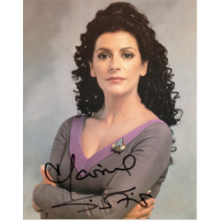 Marina Sirtis as Deanna Troi in Star Trek TNG Signed 10x8 Col Photo Autographed