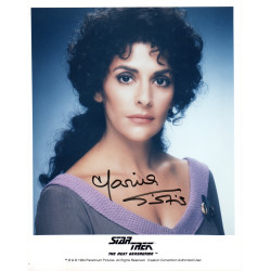 Marina Sirtis as Deanna Troi in Star Trek TNG Signed 10x8 Col Photo Autographed