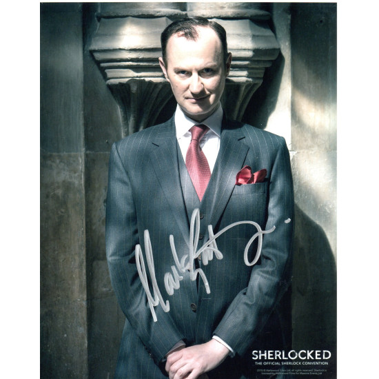 Mark Gatiss as Mycroft Holmes in Sherlock Signed 10x8 Col Photo Autographed