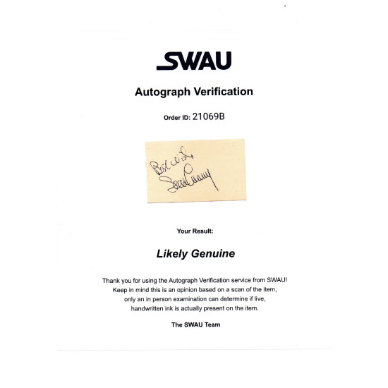 Sean Connery James Bond Etc Signed Album Page Autographed SWAU