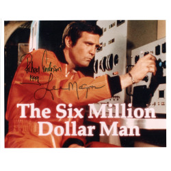 The Six Million Dollar Man Cast Signed 10x8 Col Photo Autographed