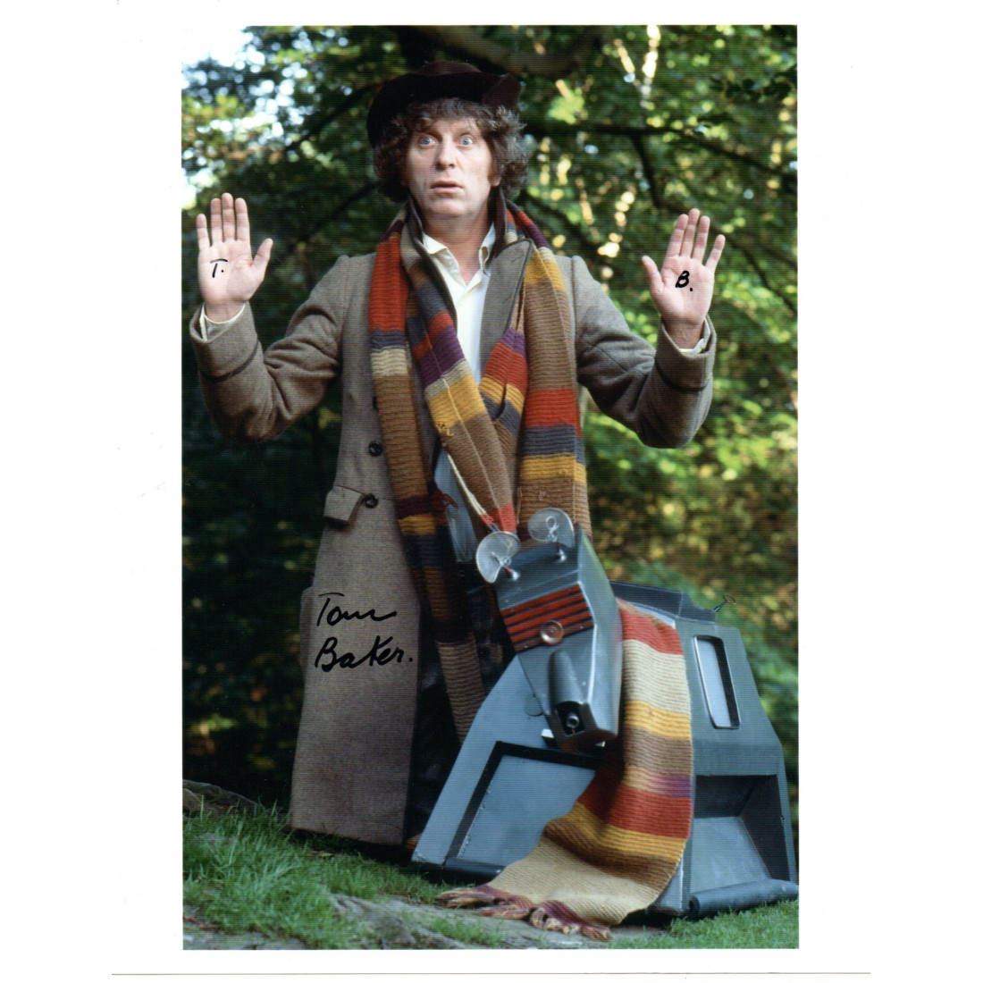Tom Baker Sticker Tom Baker as The Dr in Doctor Who Signed 10x8 Col Photo Autographed